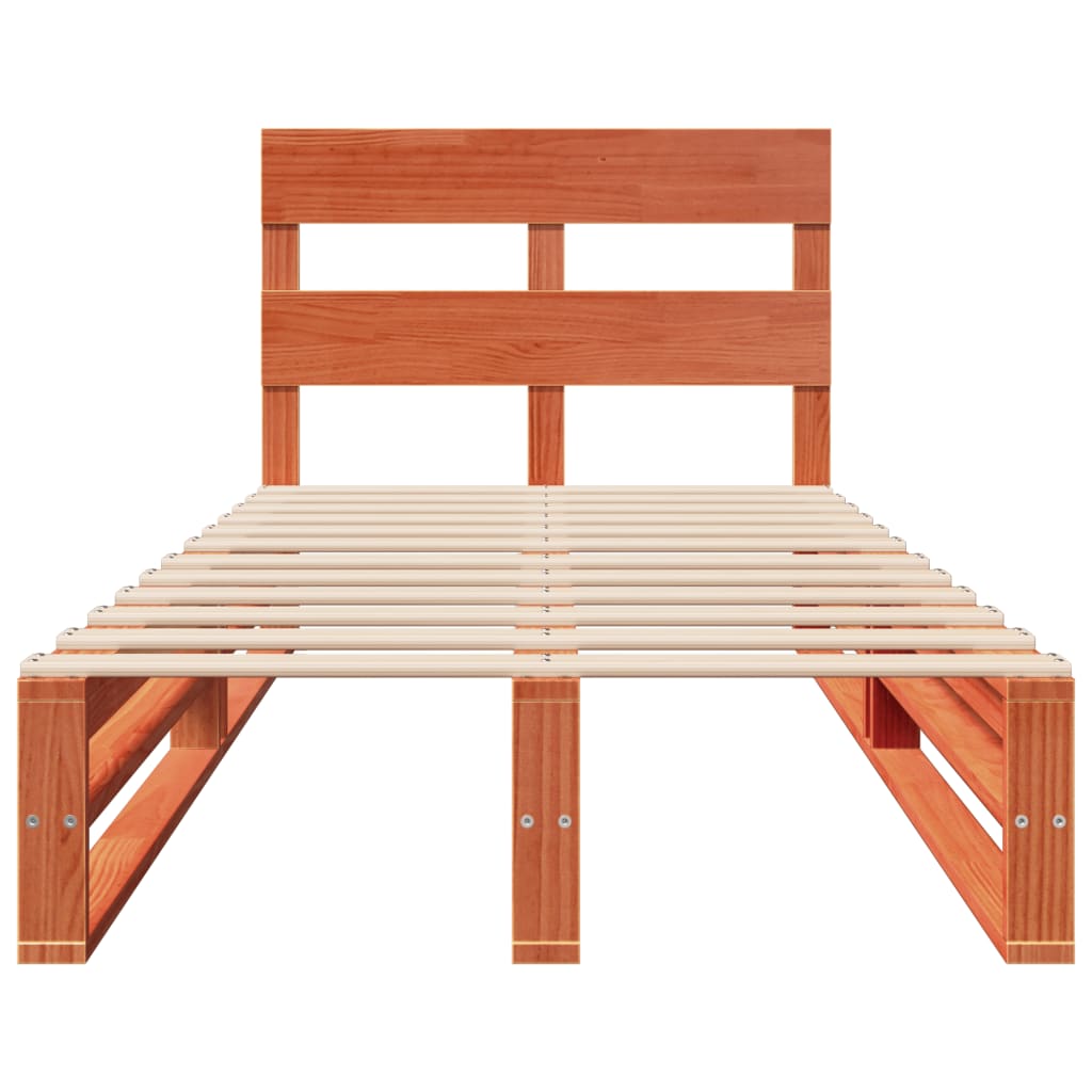 Solid Pine Wood Bed Frame, Wax Brown, 90x190 cm, Single Size
