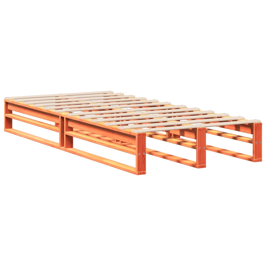 Solid Pine Wood Bed Frame, Wax Brown, 90x190 cm, Single Size
