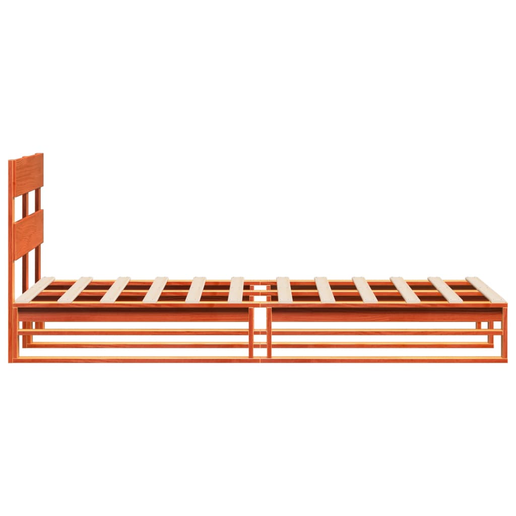 Solid Pine Wood Bed Frame, Wax Brown, 90x190 cm, Single Size