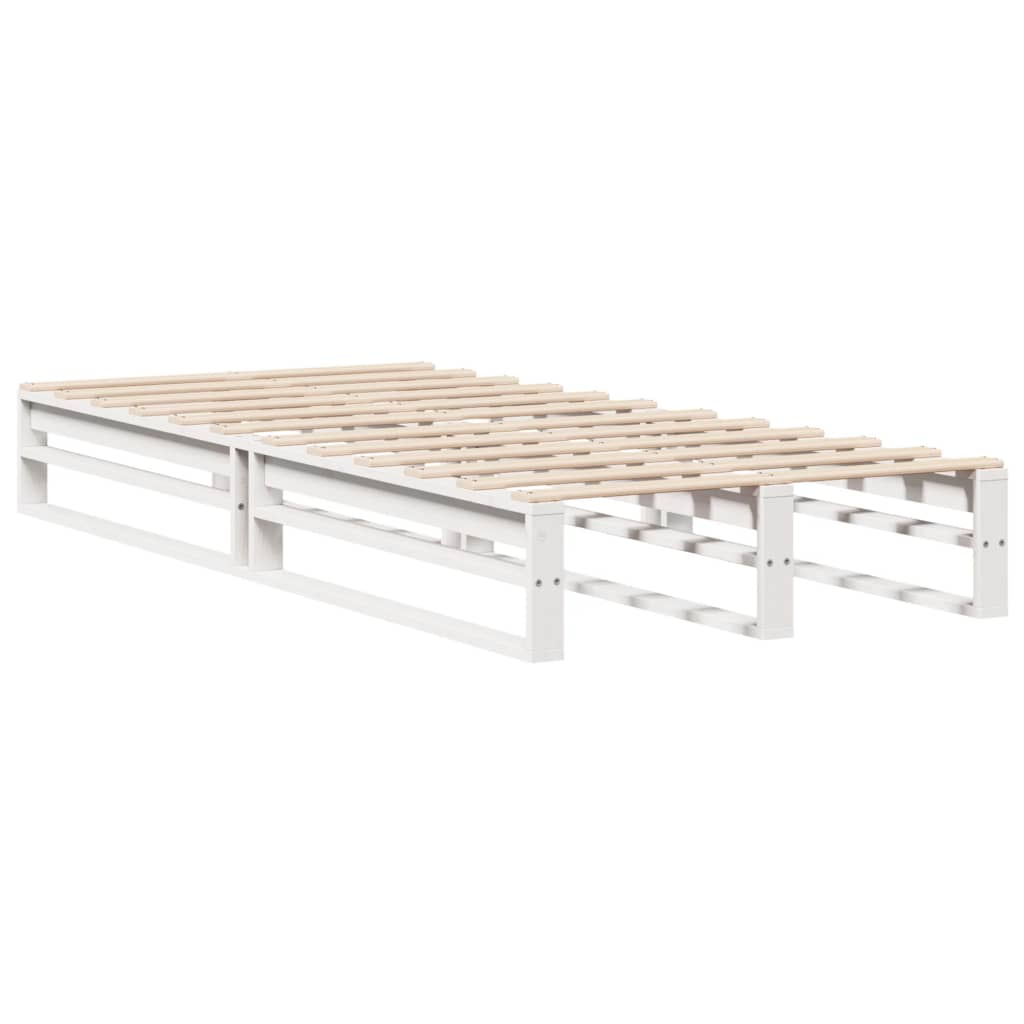 Solid Pine Bed Frame, White, 90x200 cm - No Mattress Included