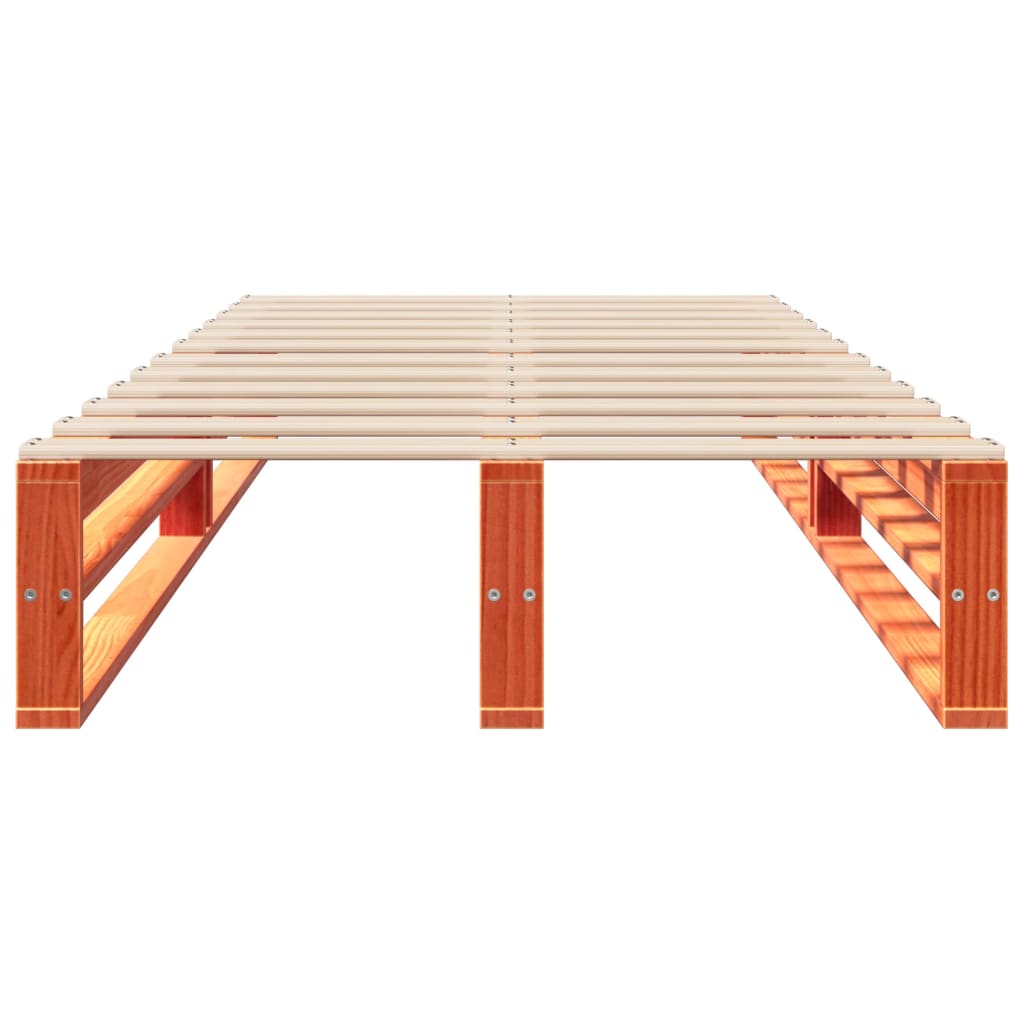 Solid Pine Wood Bed Frame Wax Brown 90x200 cm - No Mattress