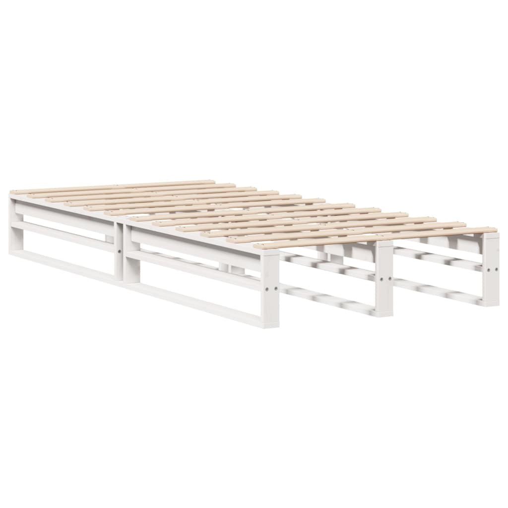 White Solid Pine Wood Bed Frame 100x200 cm (Mattress Not Included)