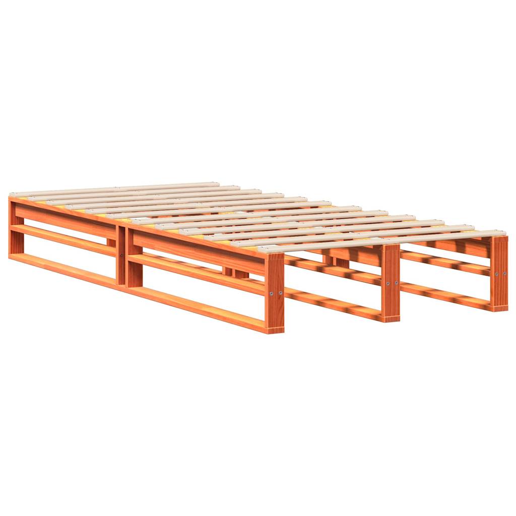 Solid Pine Bed Frame Wax Brown 100x200 cm - No Mattress Included
