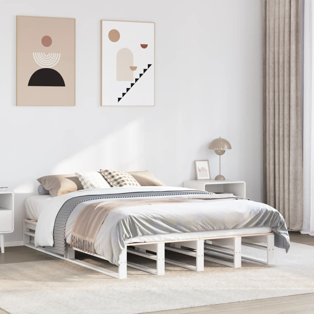 Solid Pine Wood Bed Frame, White 120x200 cm - No Mattress Included