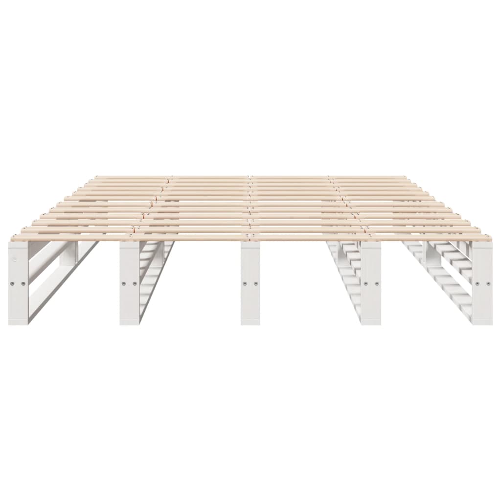 White Solid Pine Wood Bed Frame 140x200 cm - No Mattress Included