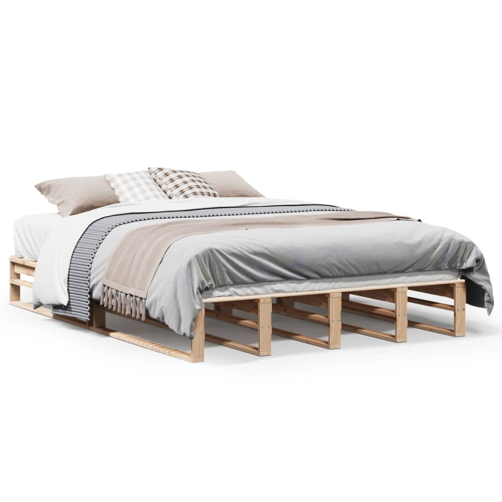 Solid Pine Wood King Bed Frame 150x200 cm - No Mattress Included