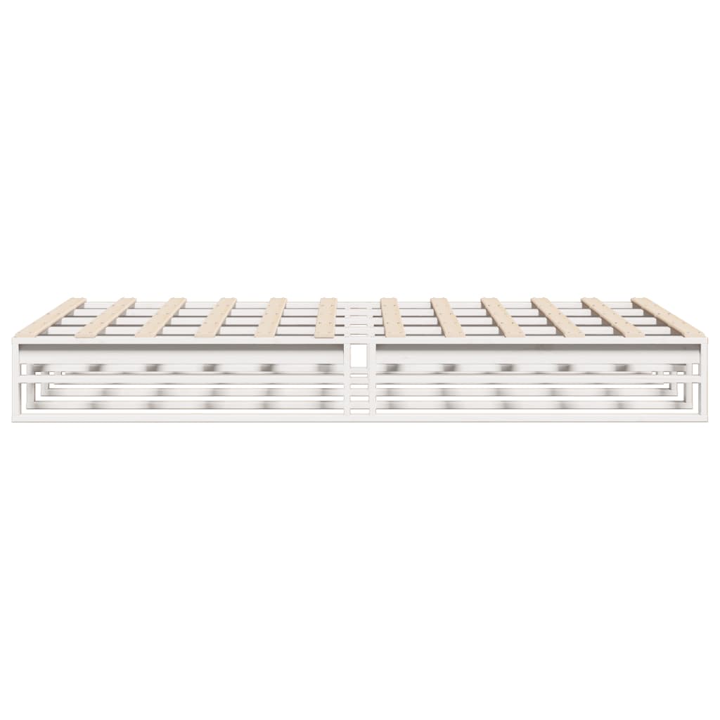 White Solid Pine Wood Bed Frame 160x200 cm - No Mattress