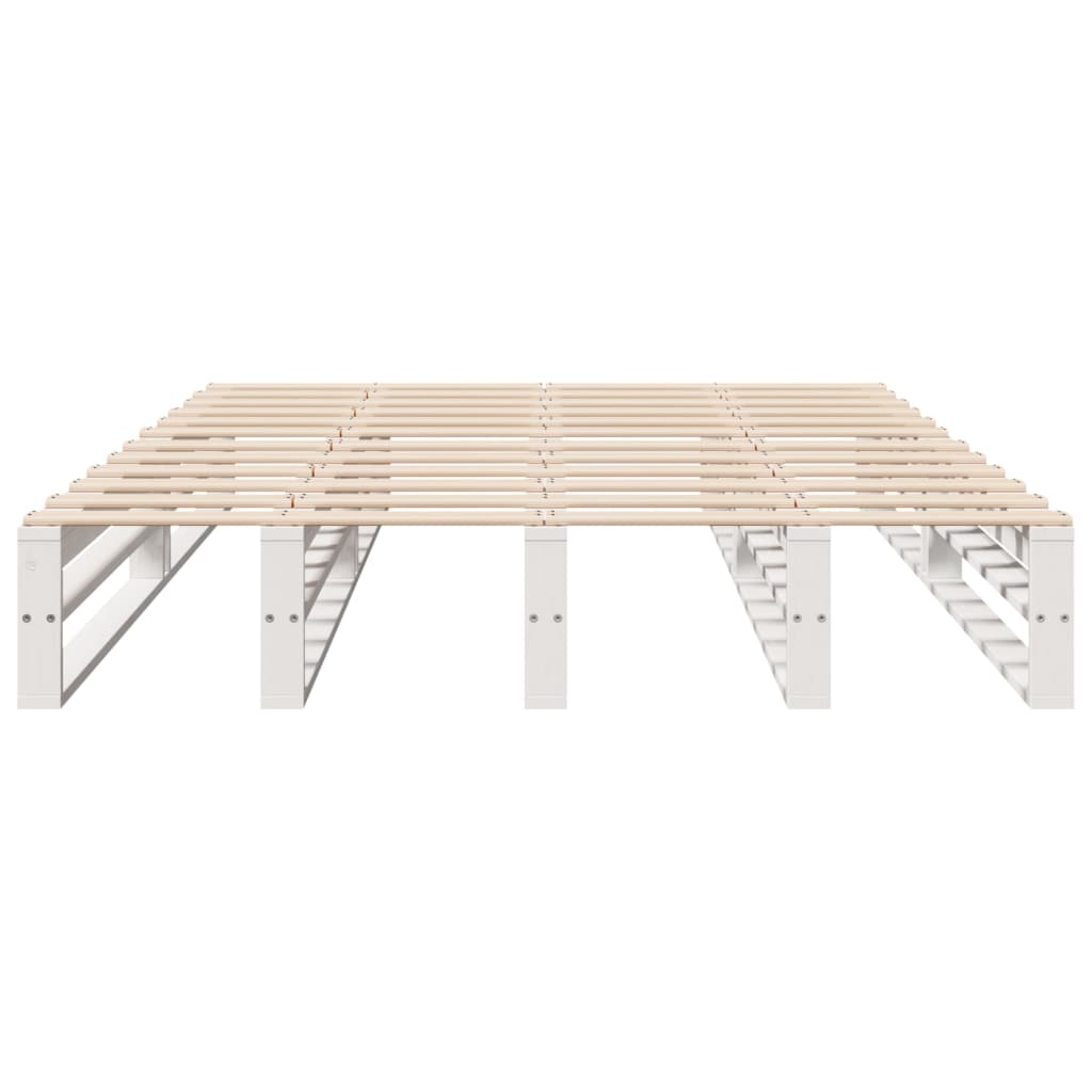 Solid Pine White Double Bed Frame 135x190 cm - No Mattress