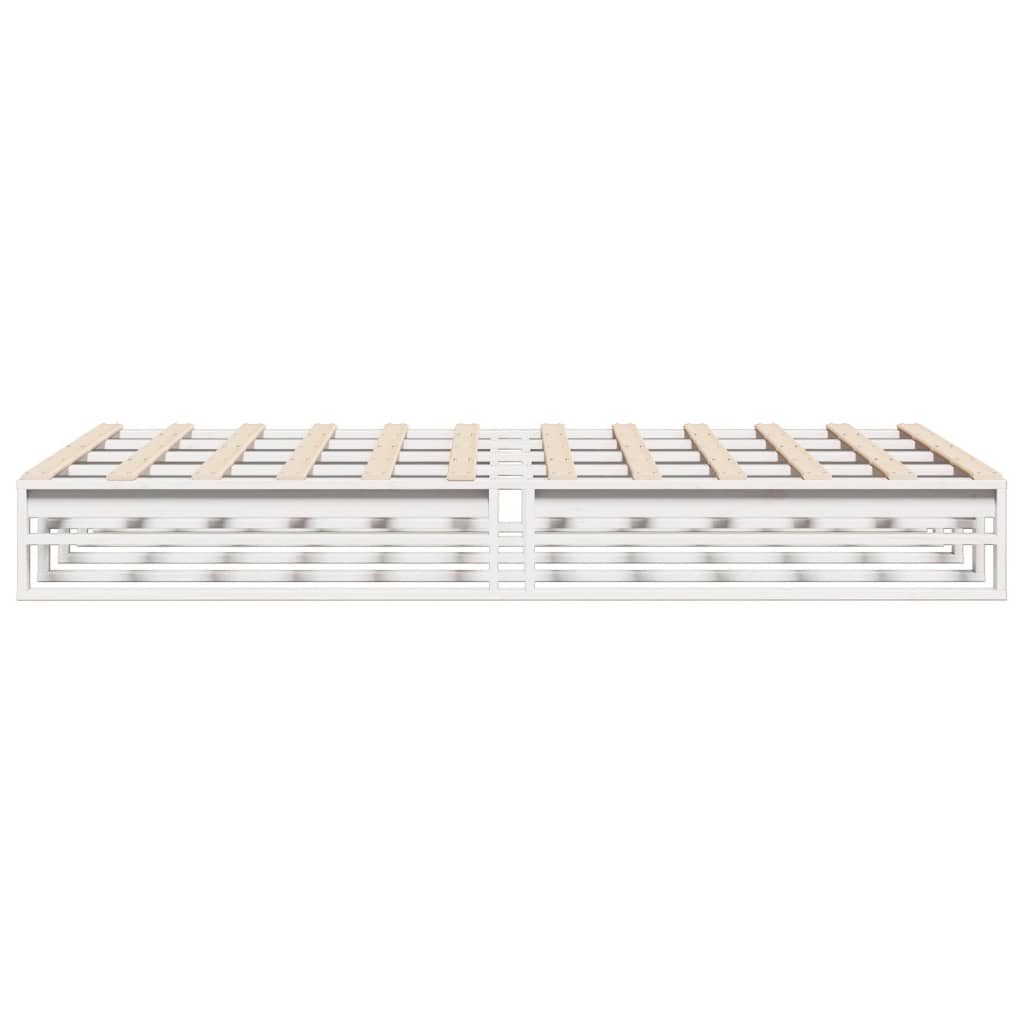 Solid Pine White Double Bed Frame 135x190 cm - No Mattress