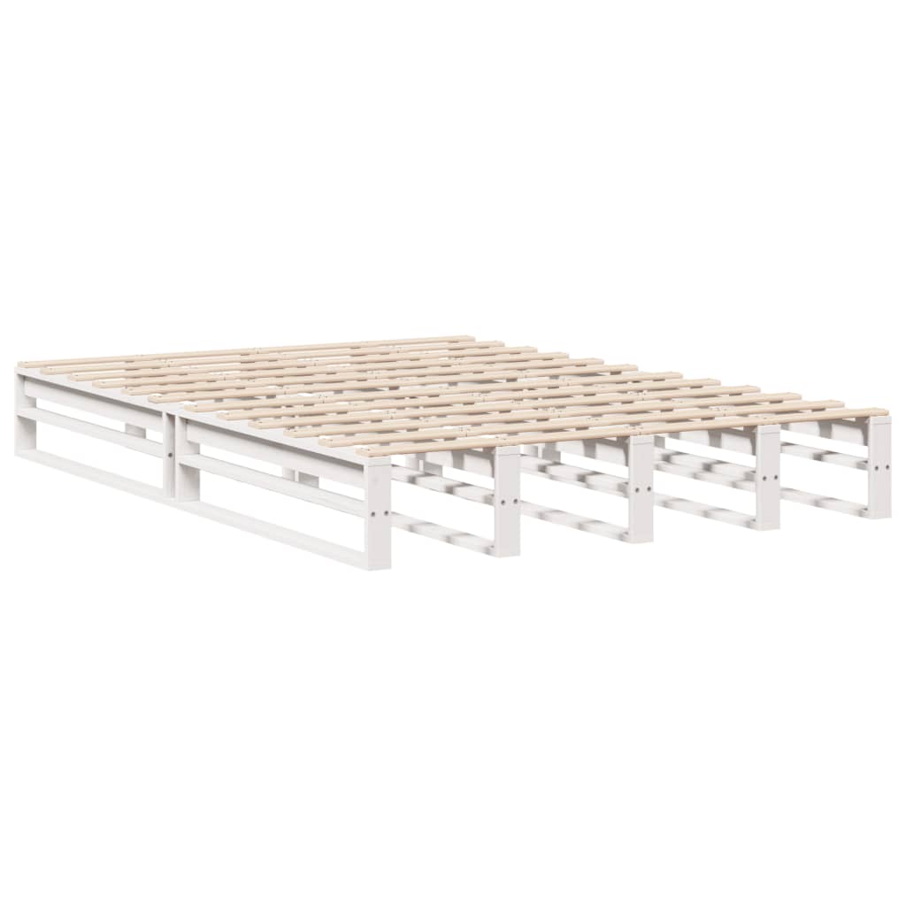 Solid Pine White Double Bed Frame 135x190 cm - No Mattress
