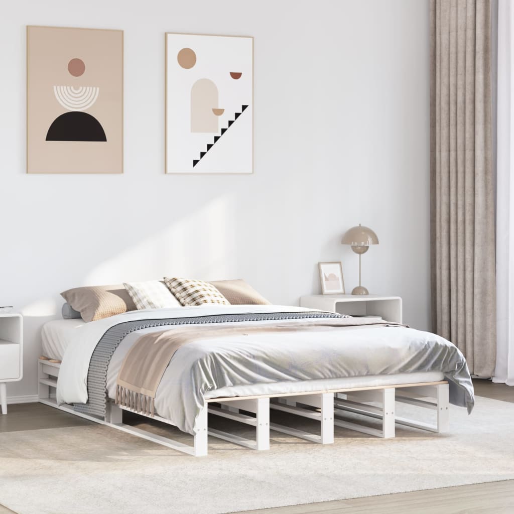 Solid Pine White Double Bed Frame 135x190 cm - No Mattress