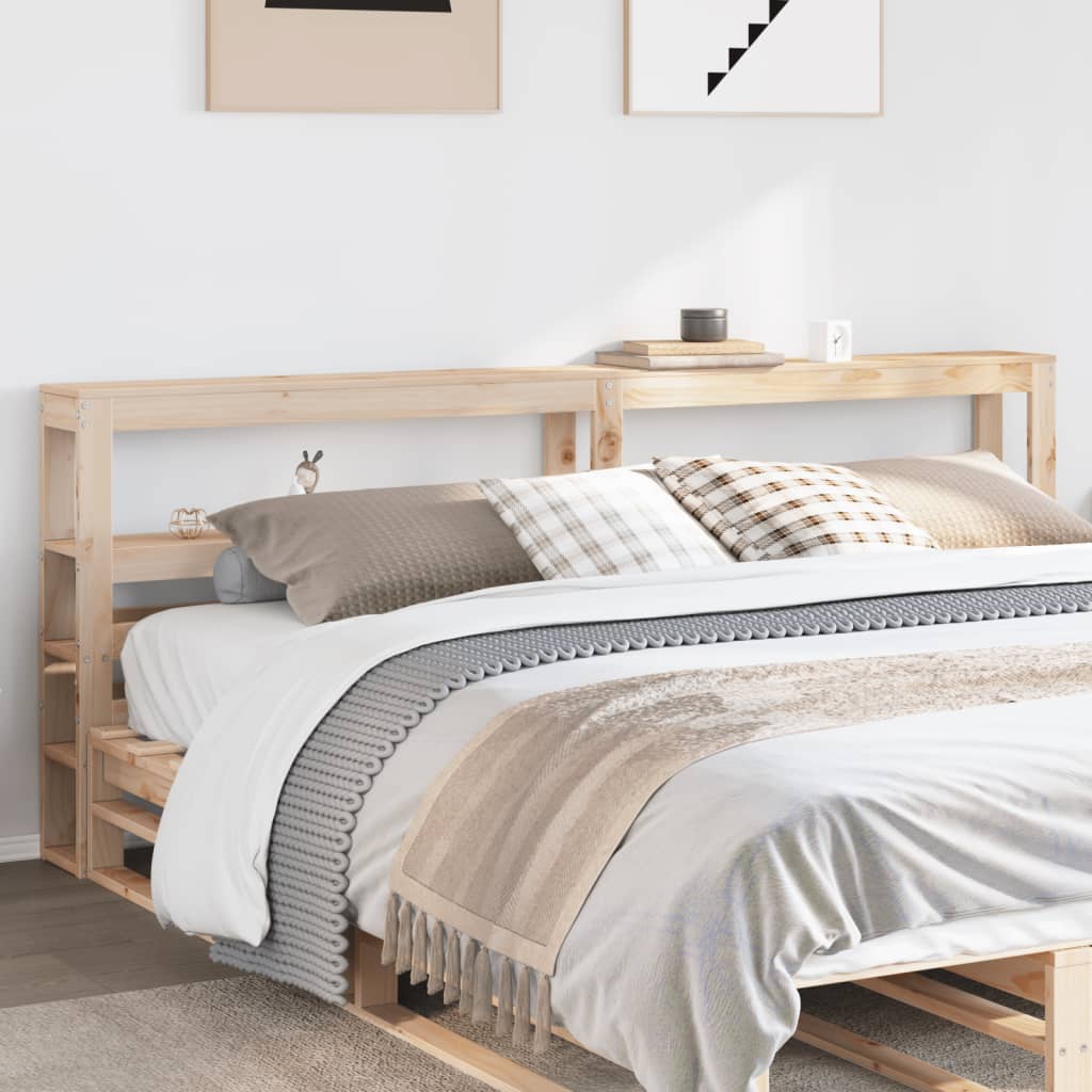 Headboard with Shelves 200 cm Solid Wood Pine