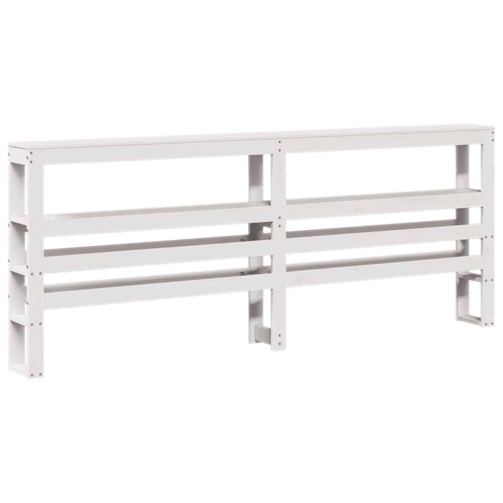 Solid Wood Pine White Headboard with Shelves - 200 cm
