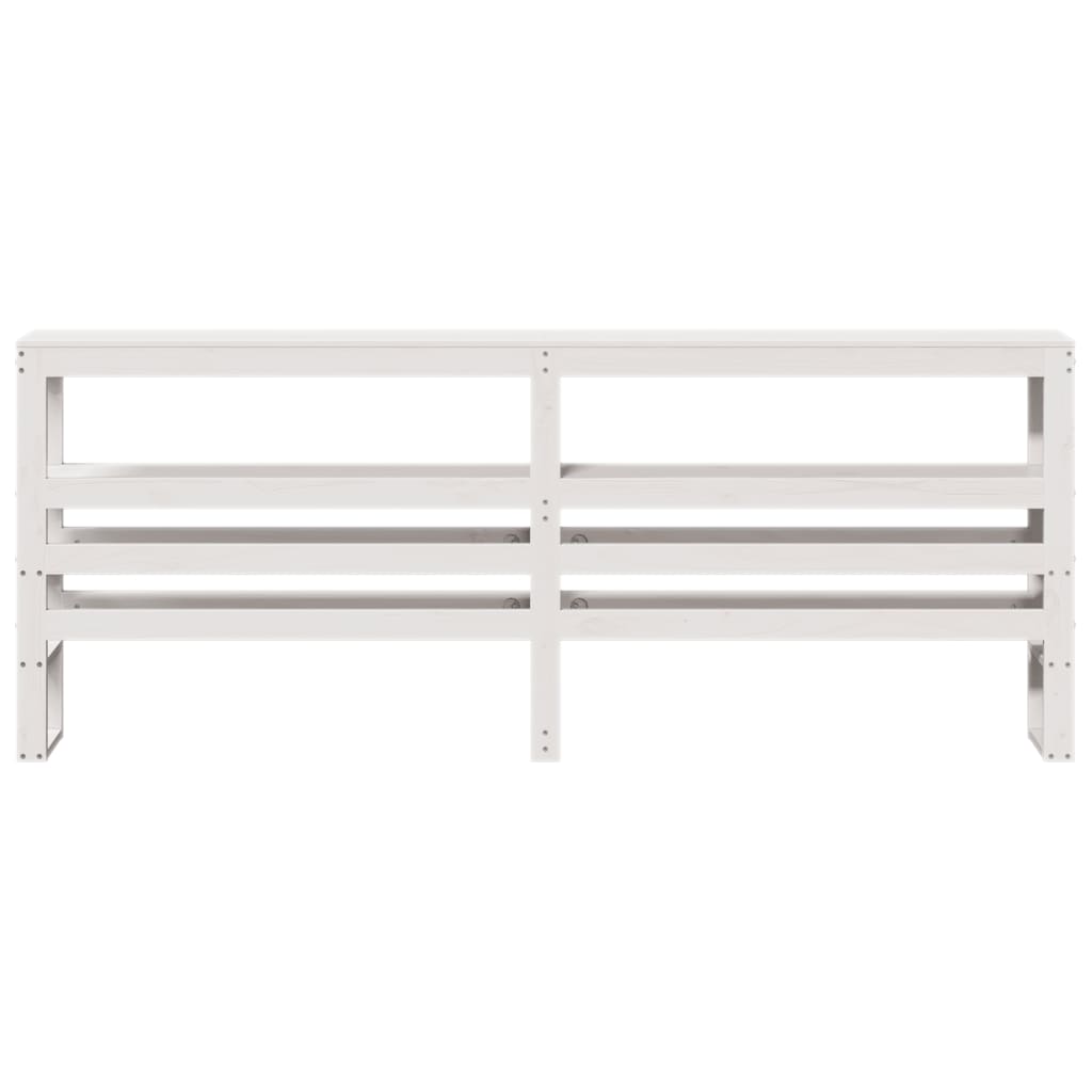 Solid Wood Pine White Headboard with Shelves - 200 cm