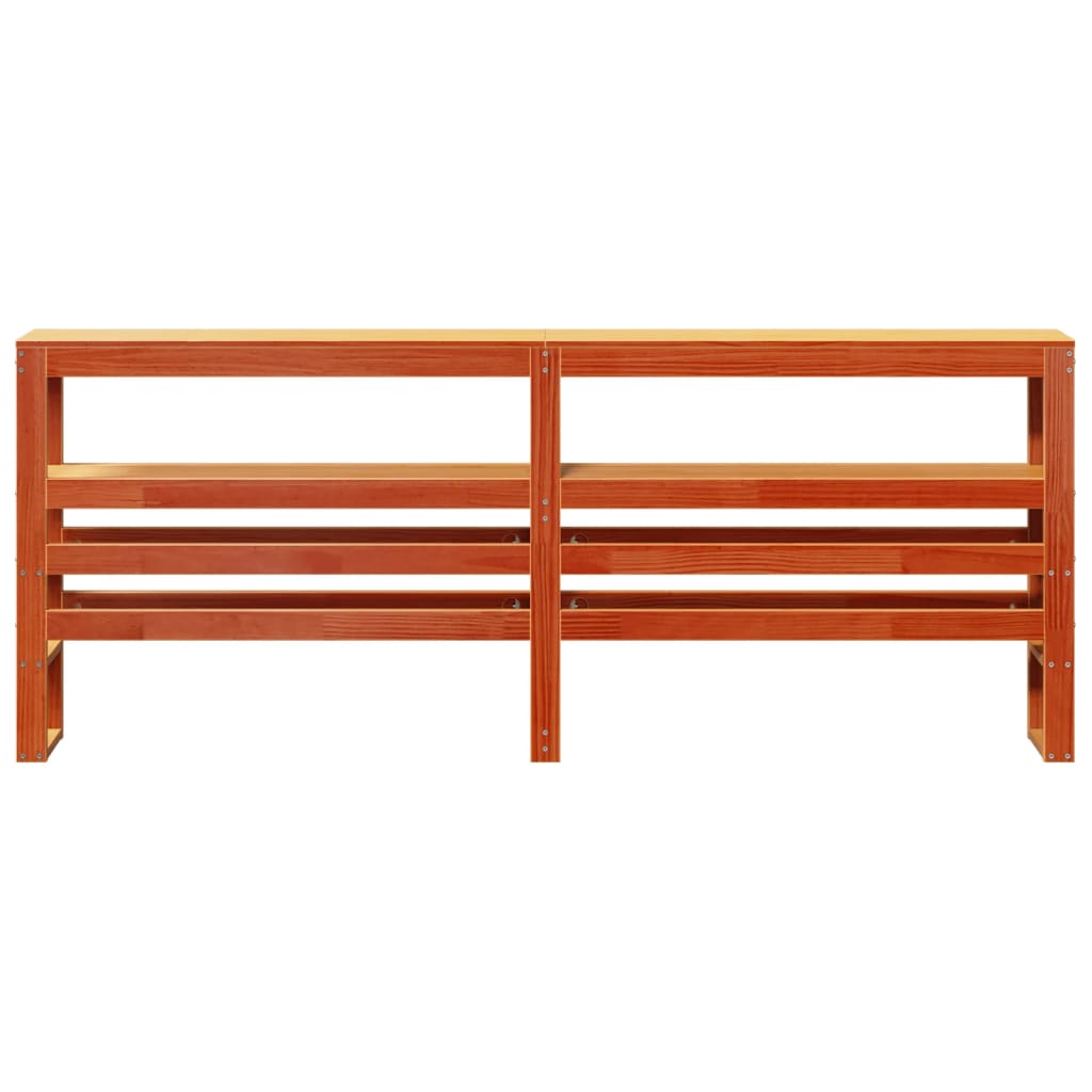 Solid Wood Pine Headboard with Shelves, Wax Brown, 180 cm