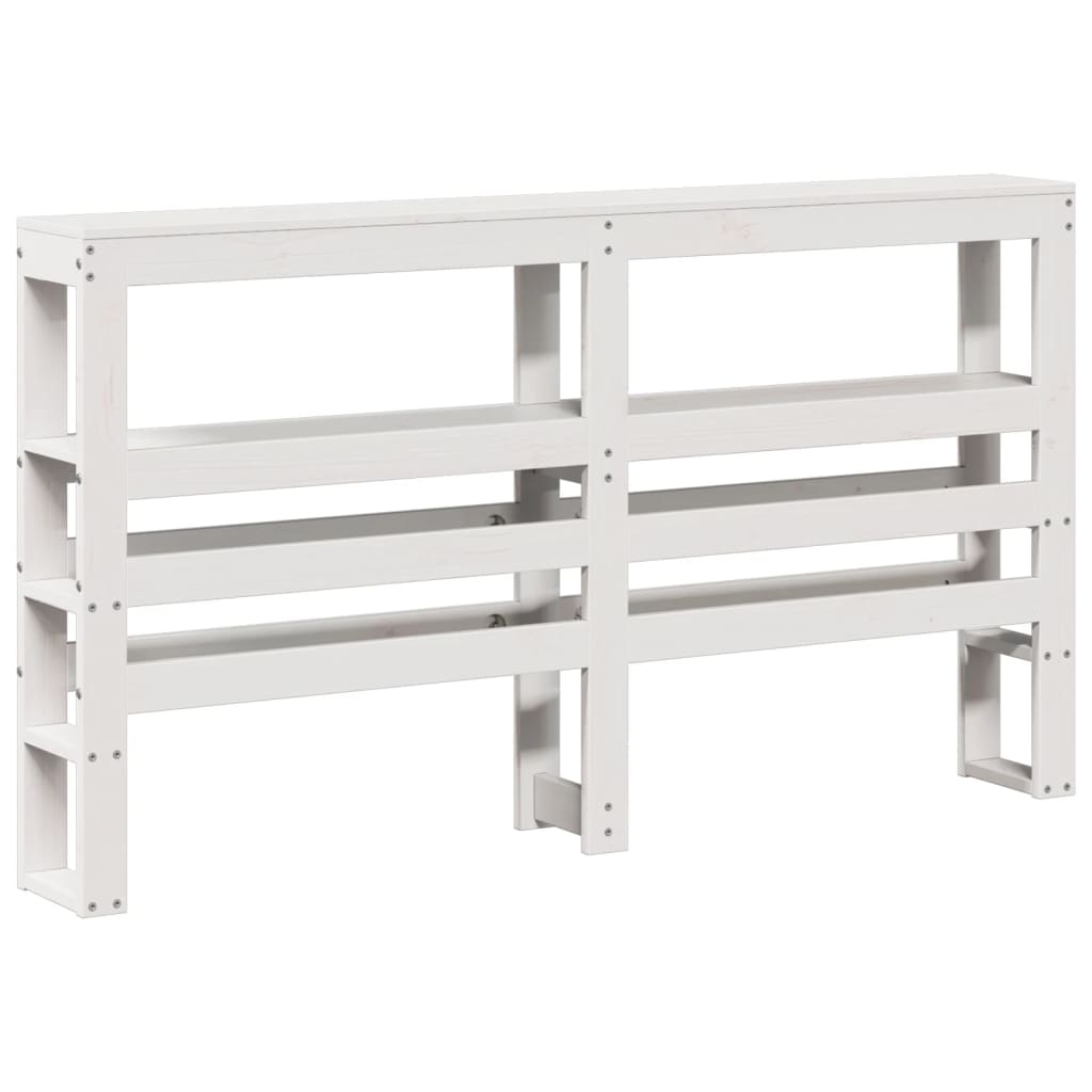 White Solid Pine Headboard with Shelves, 160 cm