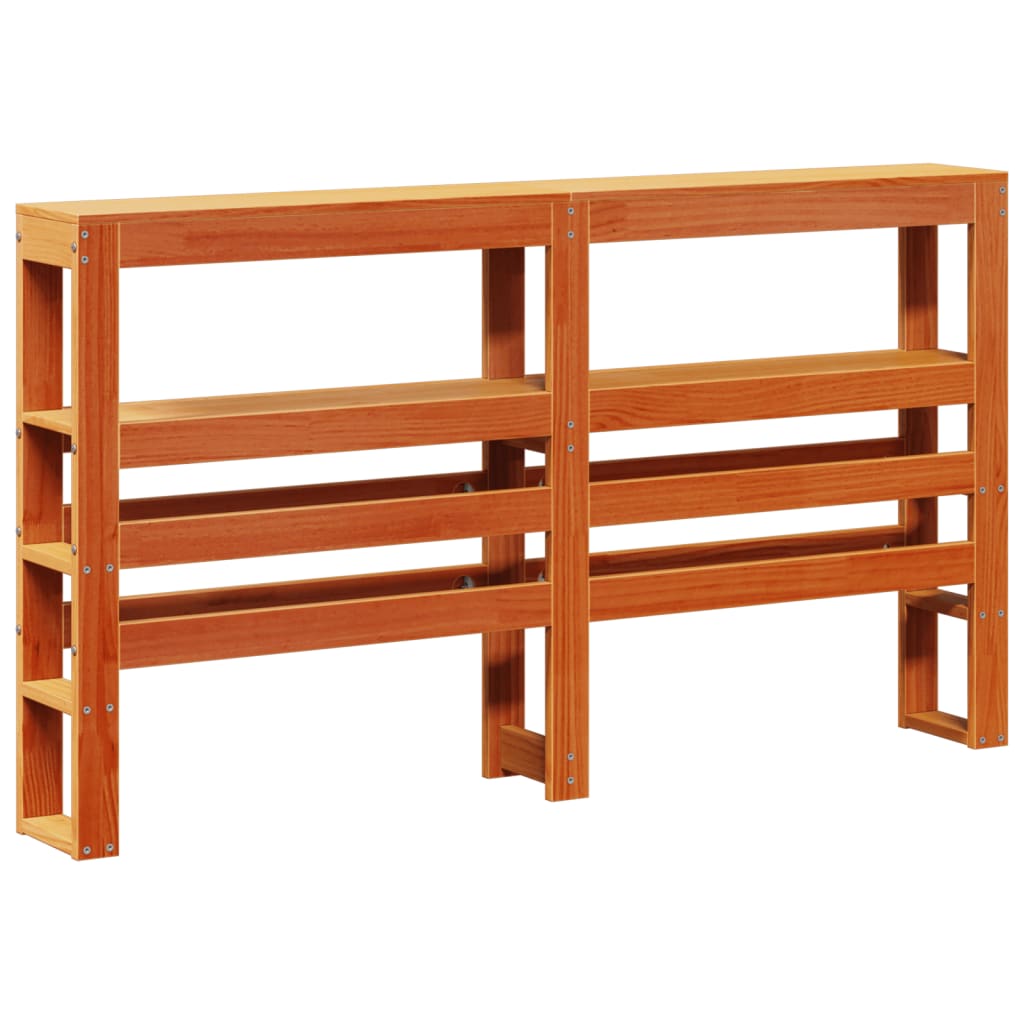 Solid Pine Headboard with Shelves, 160 cm, Wax Brown Finish