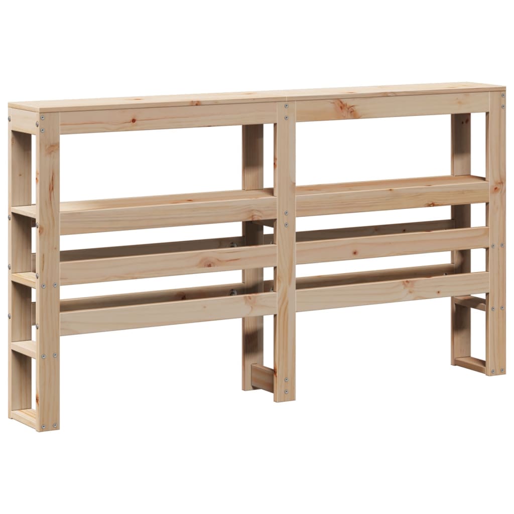 Solid Pine Headboard with Shelves, 150 cm – Classic Wood Finish