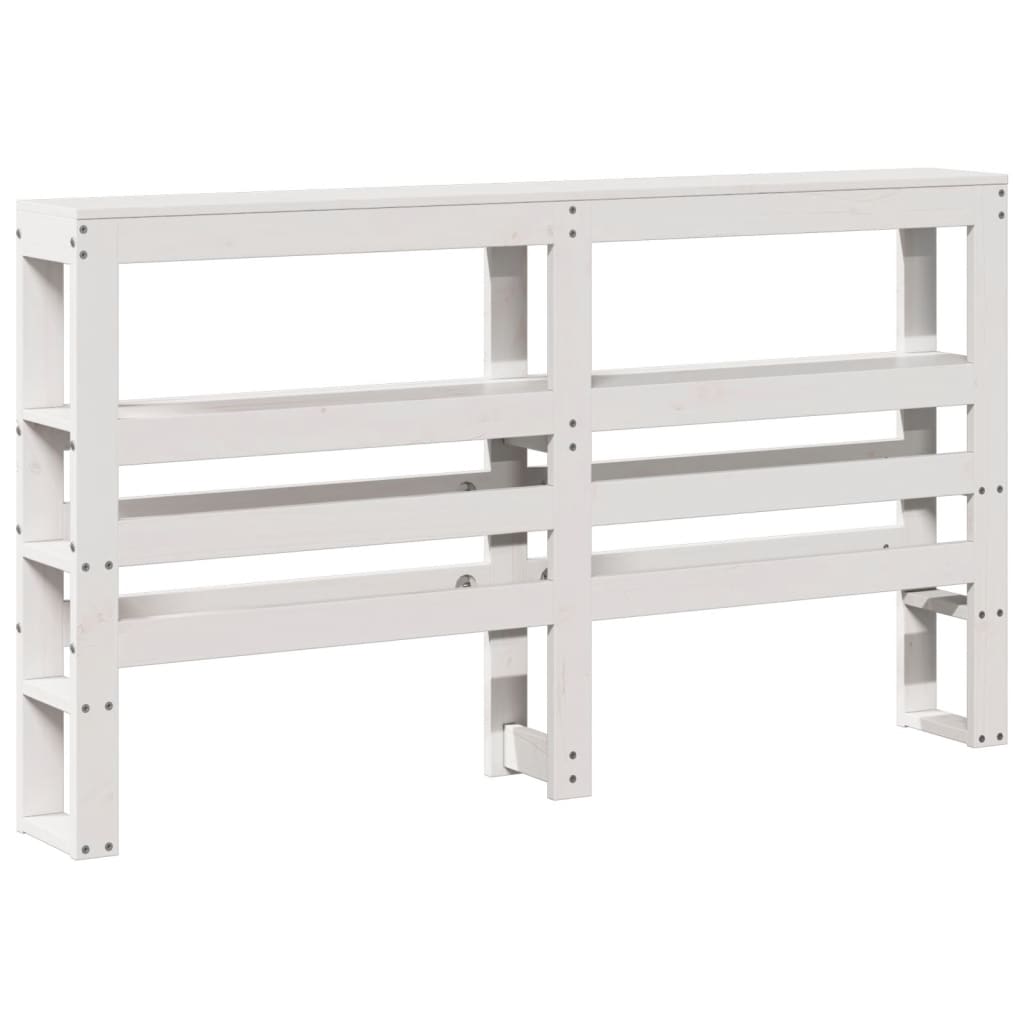 Solid Pine White Headboard with Shelves, 150 cm