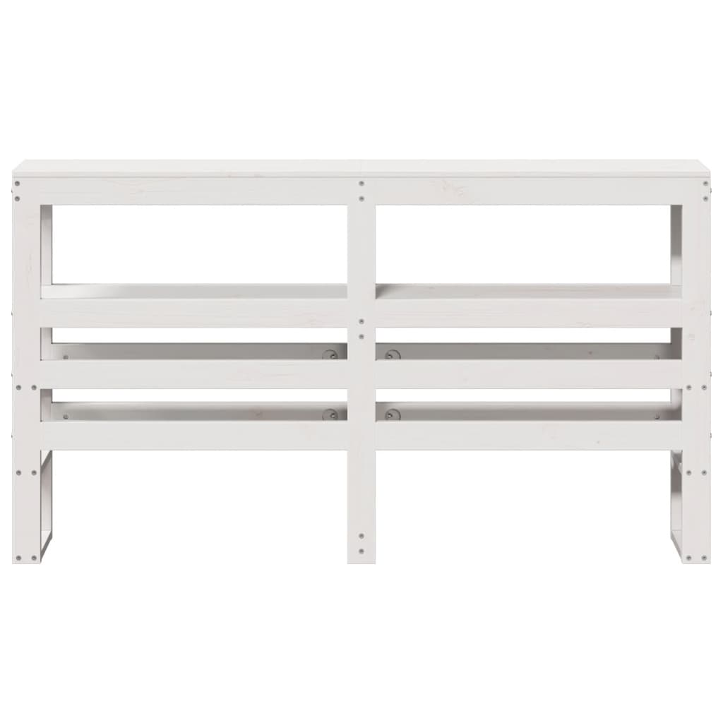 White Solid Pine Wood Headboard with Shelves, 140 cm