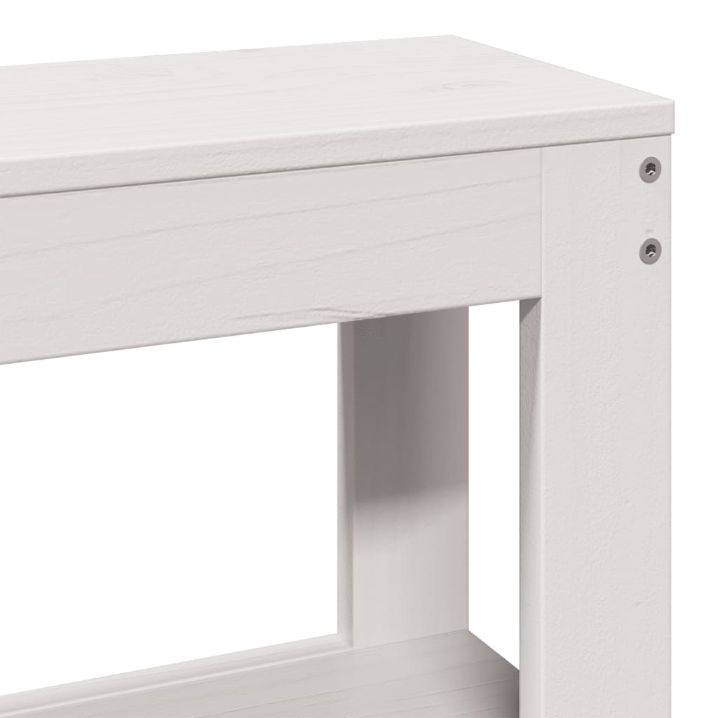 White Solid Pine Wood Headboard with Shelves, 140 cm