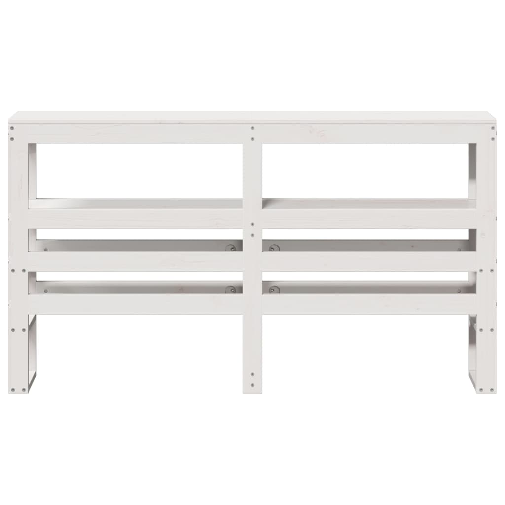 Solid Pine White Headboard with Shelves - 135 cm