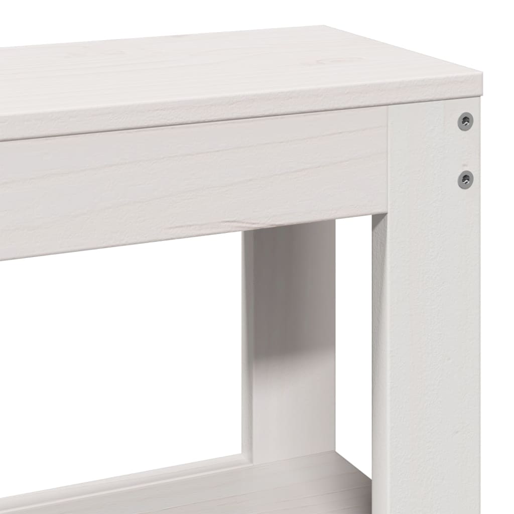 Solid Pine White Headboard with Shelves - 135 cm