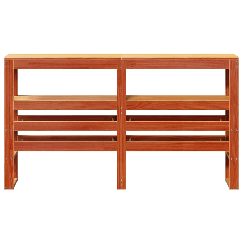 Solid Wood Pine Headboard with Shelves, Wax Brown, 135 cm