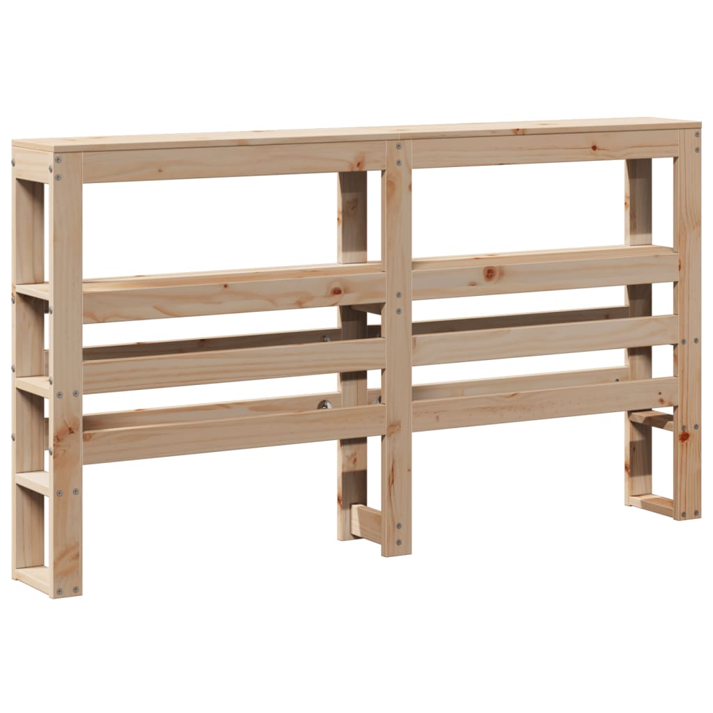 Solid Pine Wood 120cm Headboard with Shelves - Natural Finish