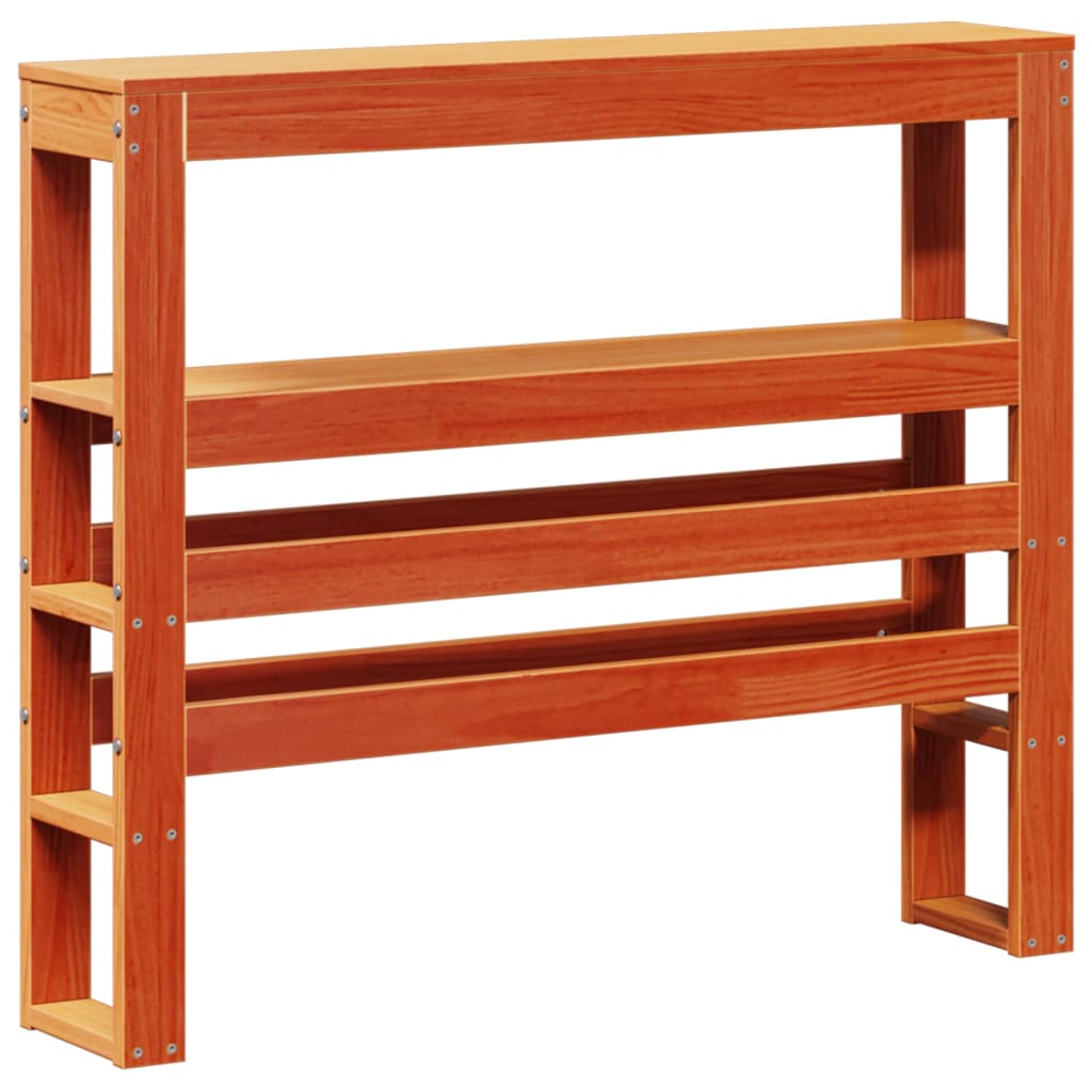 Solid Pine Headboard with Shelves, Wax Brown, 75 cm