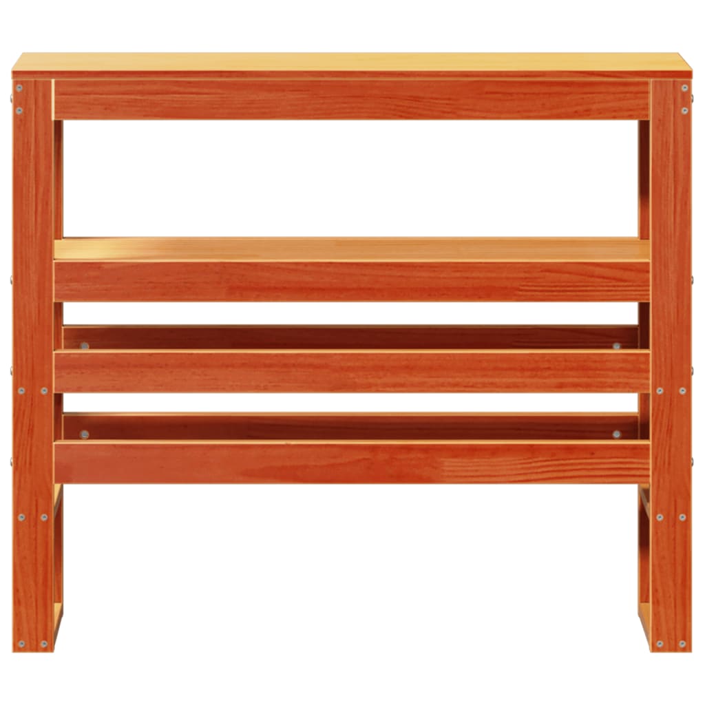 Solid Pine Headboard with Shelves, Wax Brown, 75 cm