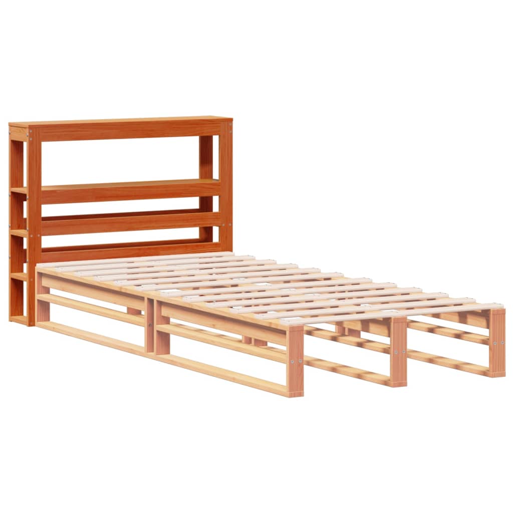 Solid Pine Headboard with Shelves, Wax Brown, 75 cm