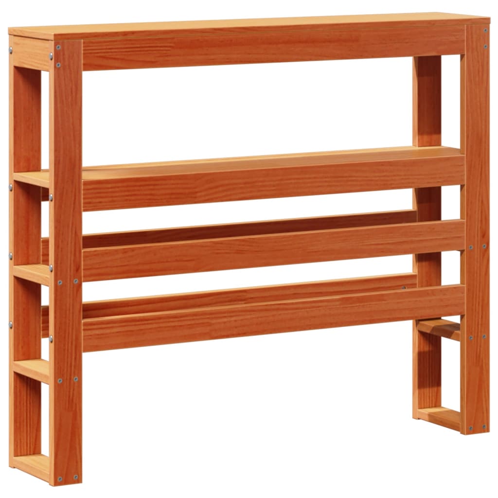 Solid Pine Headboard with Shelves, Wax Brown, 75 cm