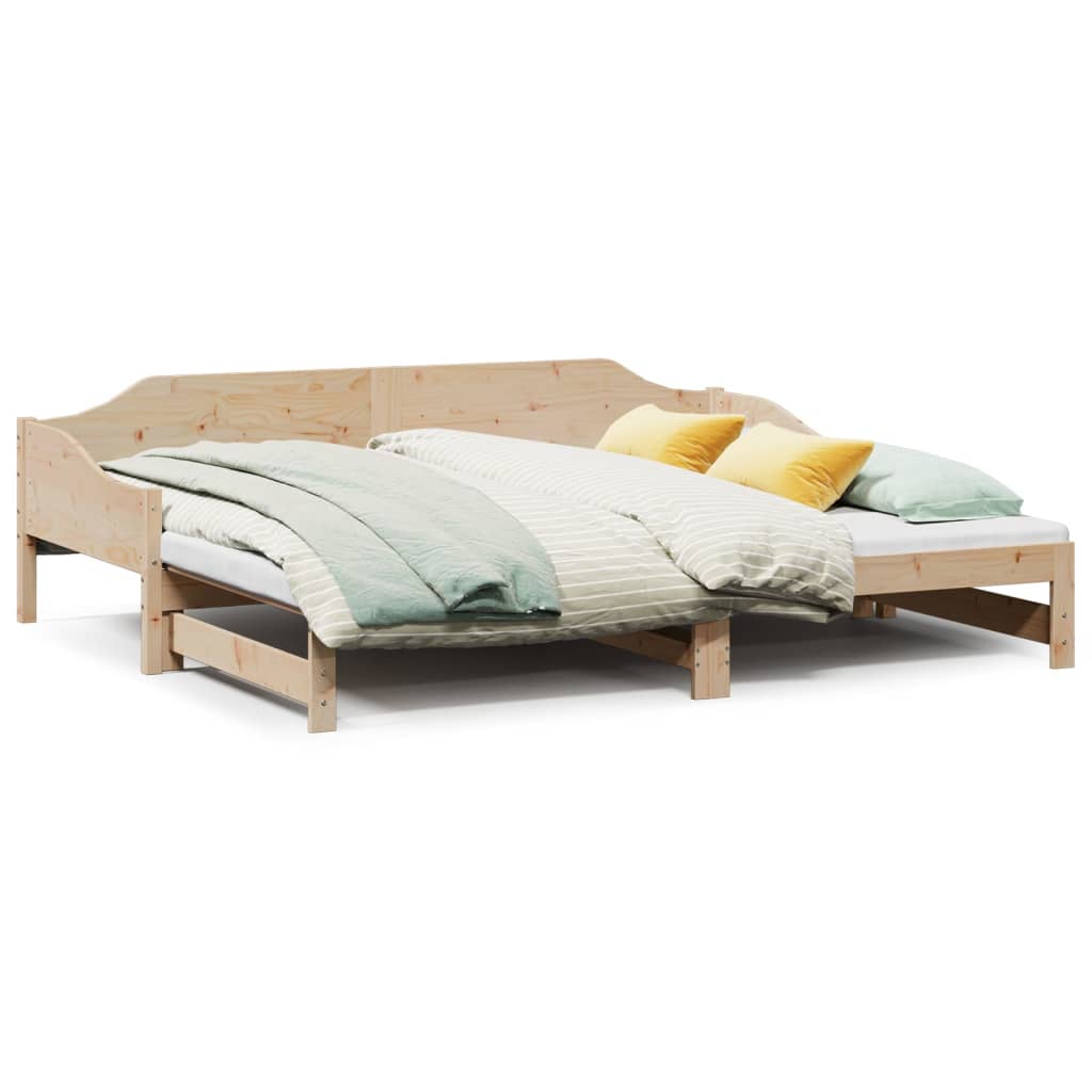 Solid Wood Daybed with Trundle 80x200 cm - No Mattress Included