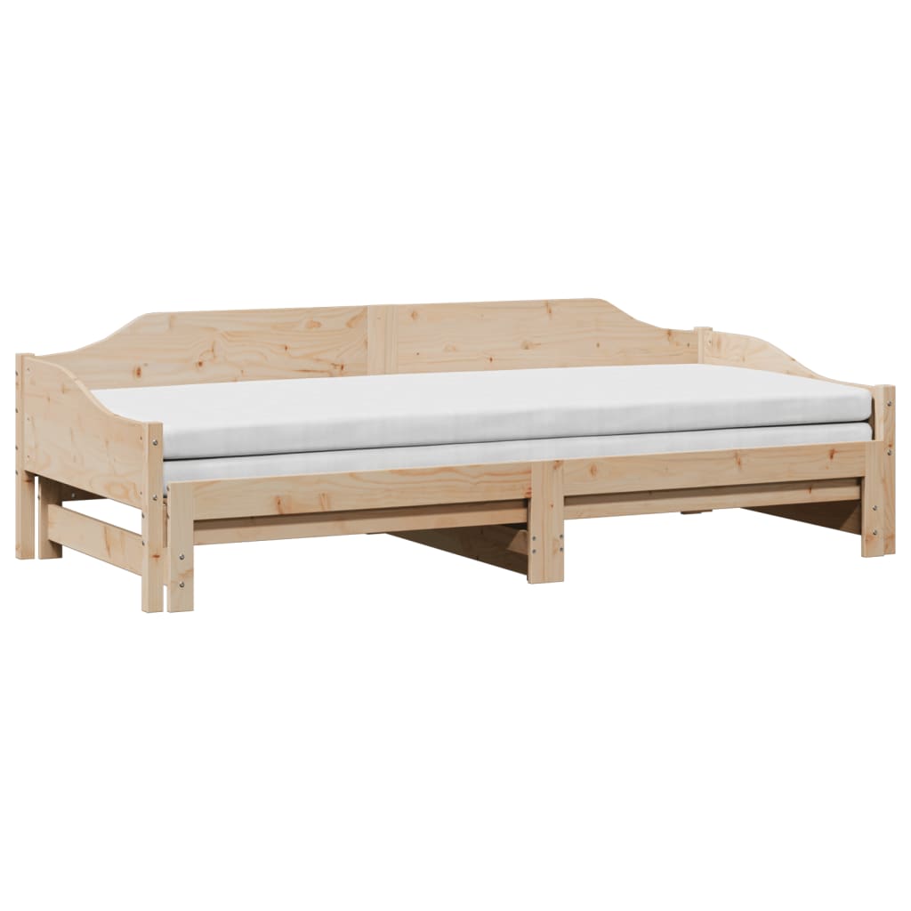 Solid Wood Daybed with Trundle 80x200 cm - No Mattress Included