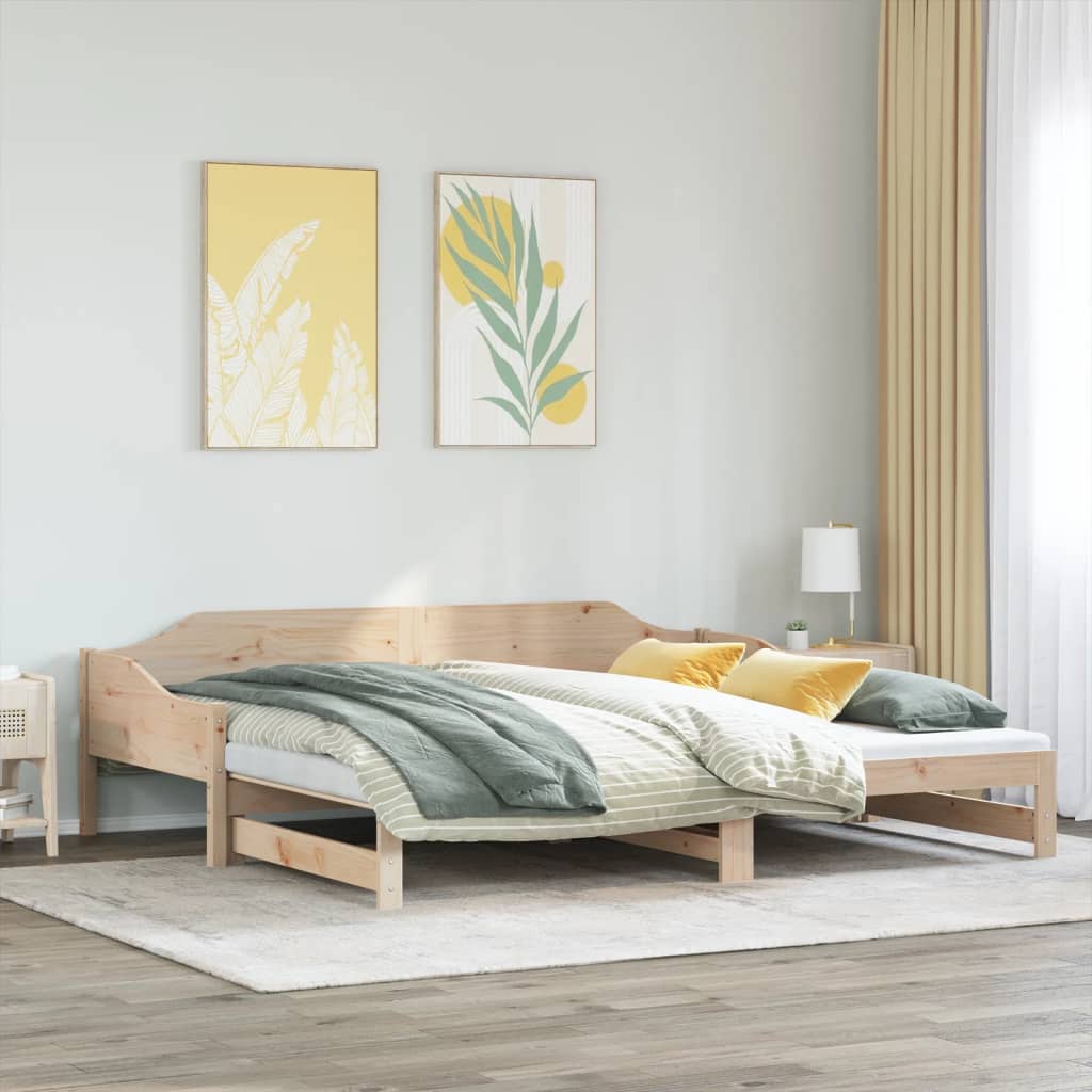 Solid Wood Daybed with Trundle 80x200 cm - No Mattress Included