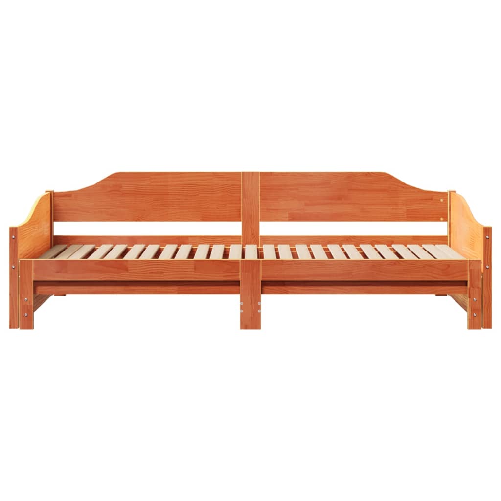 Solid Wood Wax Brown Daybed with Trundle 80x200 cm - Frame Only