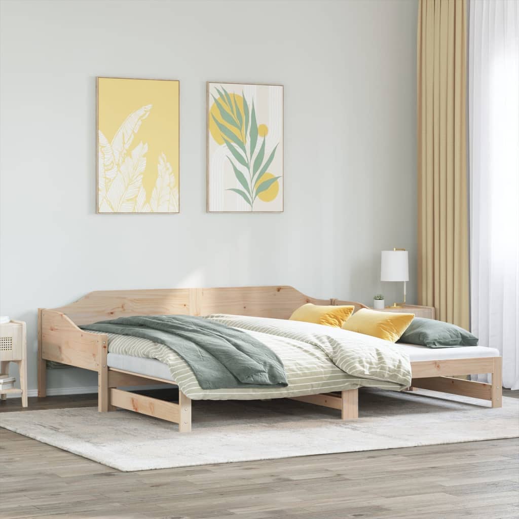 Solid Wood Daybed with Trundle - 90x190 cm Single Frame (No Mattress)
