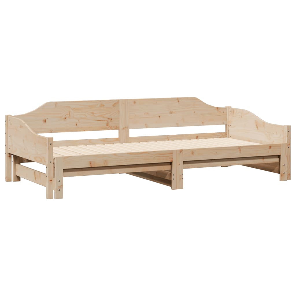 Solid Wood Daybed with Trundle - 90x190 cm Single Frame (No Mattress)