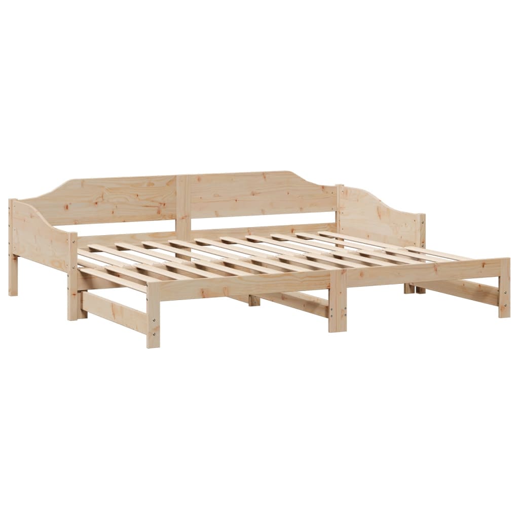 Solid Wood Daybed with Trundle - 90x190 cm Single Frame (No Mattress)