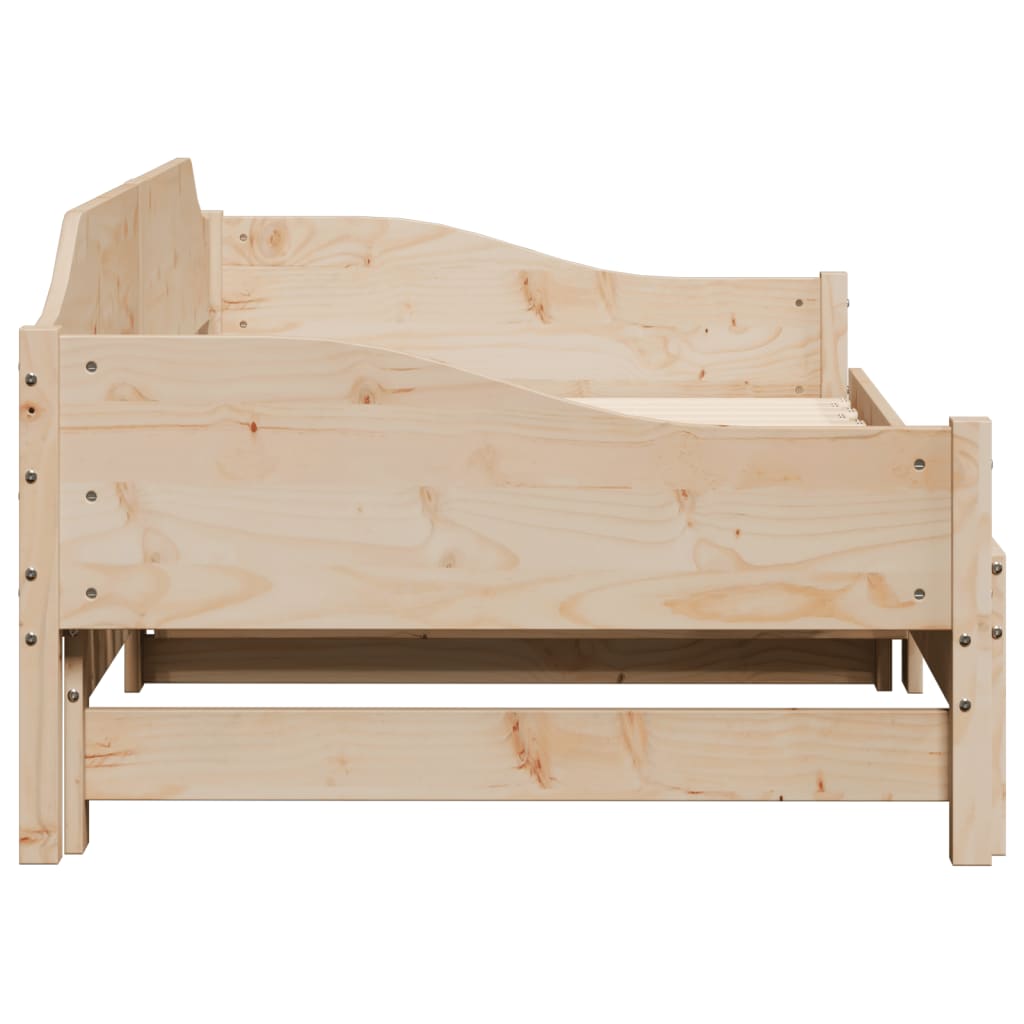 Solid Wood Daybed with Trundle - 90x190 cm Single Frame (No Mattress)