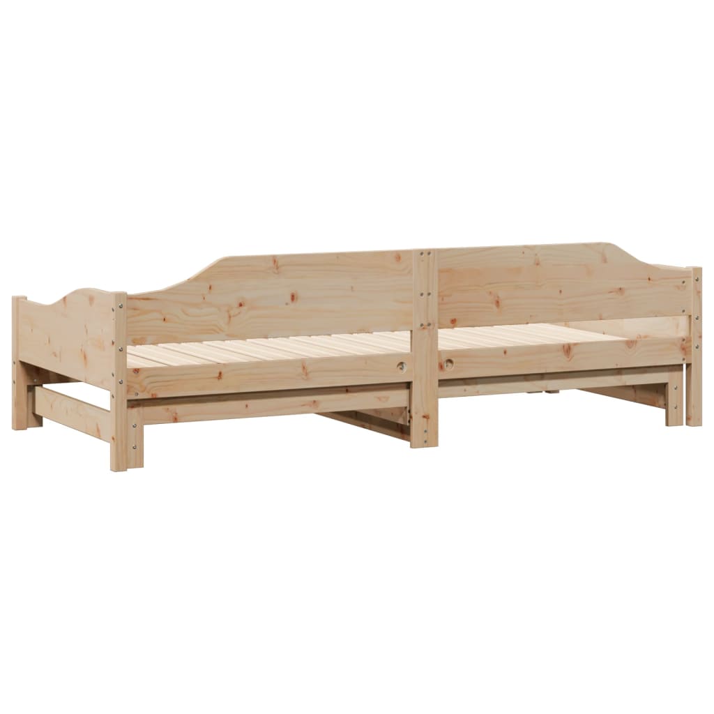 Solid Wood Daybed with Trundle - 90x190 cm Single Frame (No Mattress)