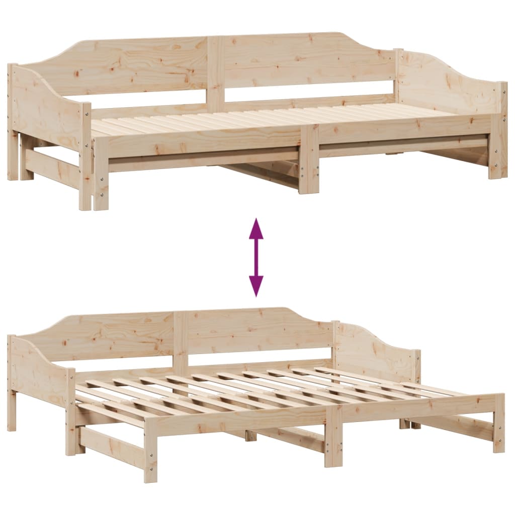 Solid Wood Daybed with Trundle - 90x190 cm Single Frame (No Mattress)
