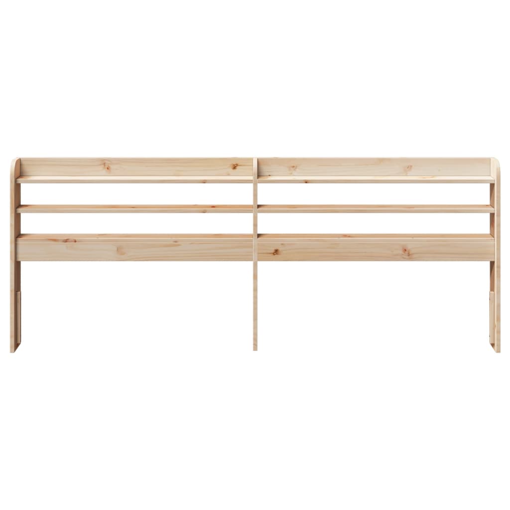 Solid Pine Headboard with Shelves, 200 cm - Natural Wood Finish