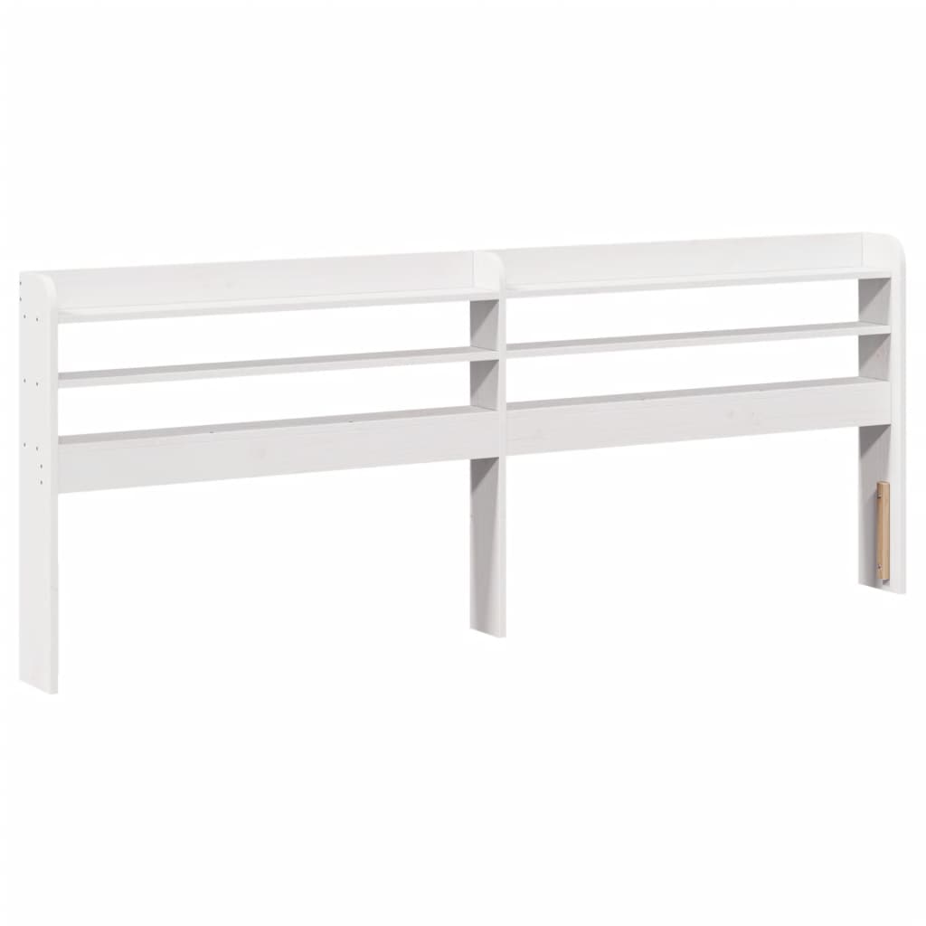 White Solid Pine Headboard with Shelves | 200 cm