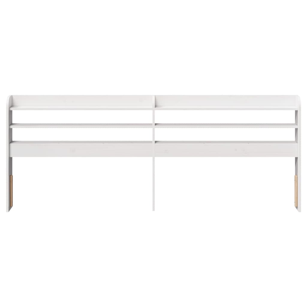 White Solid Pine Headboard with Shelves | 200 cm