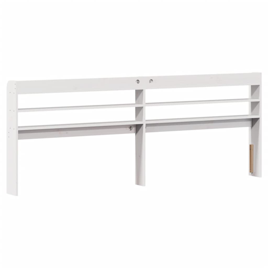White Solid Pine Headboard with Shelves | 200 cm