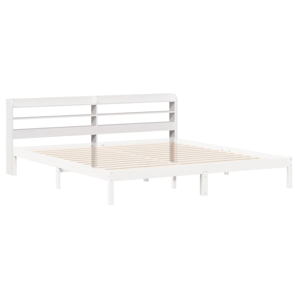 White Solid Pine Headboard with Shelves | 200 cm