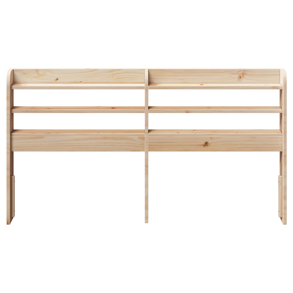 Solid Pine Wood Headboard with Shelves, 160 cm, Natural Finish