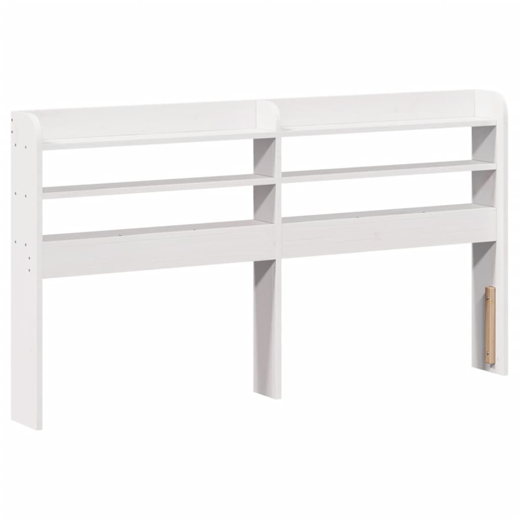 White Solid Pine Headboard with Shelves, 160 cm